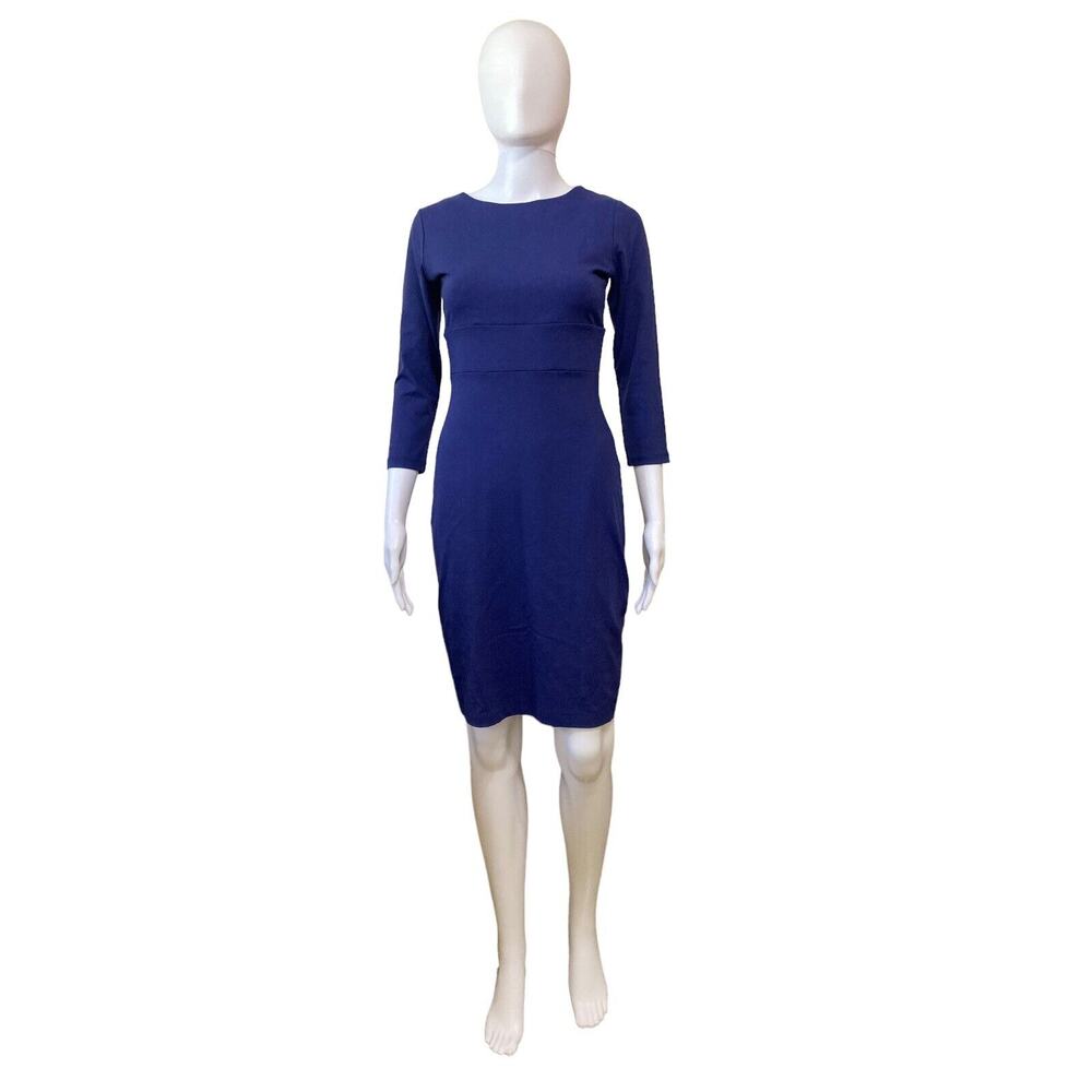 Susana Monaco Blue 3/4 Sleeve Fitted Mini Dress Back Cutout Bodycon Size Small